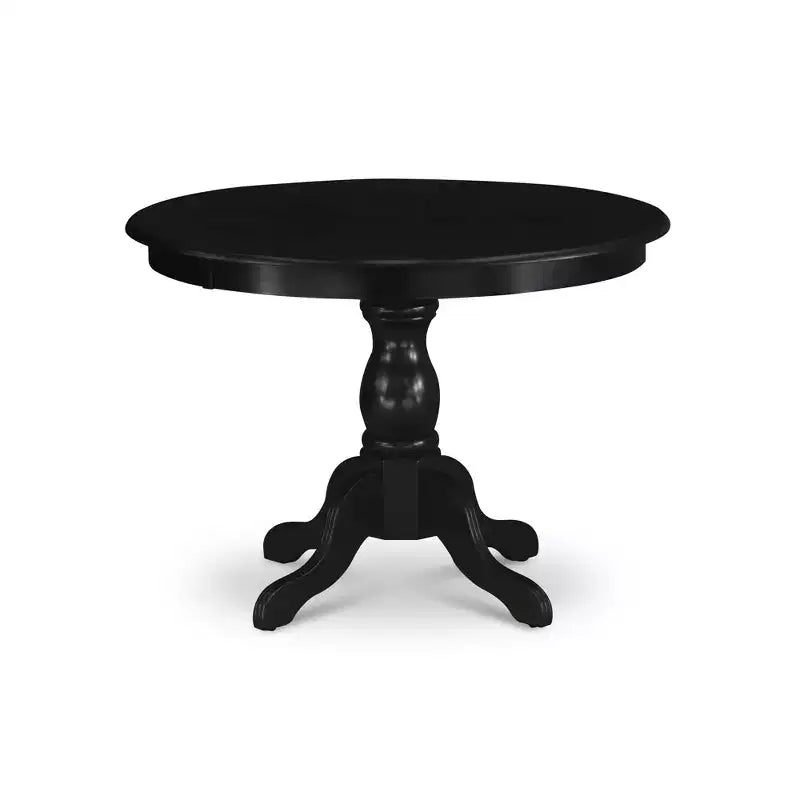 HomeStock Round Pedestal Dinette Set Wirebrushed Black Linen Fabric Chairs
