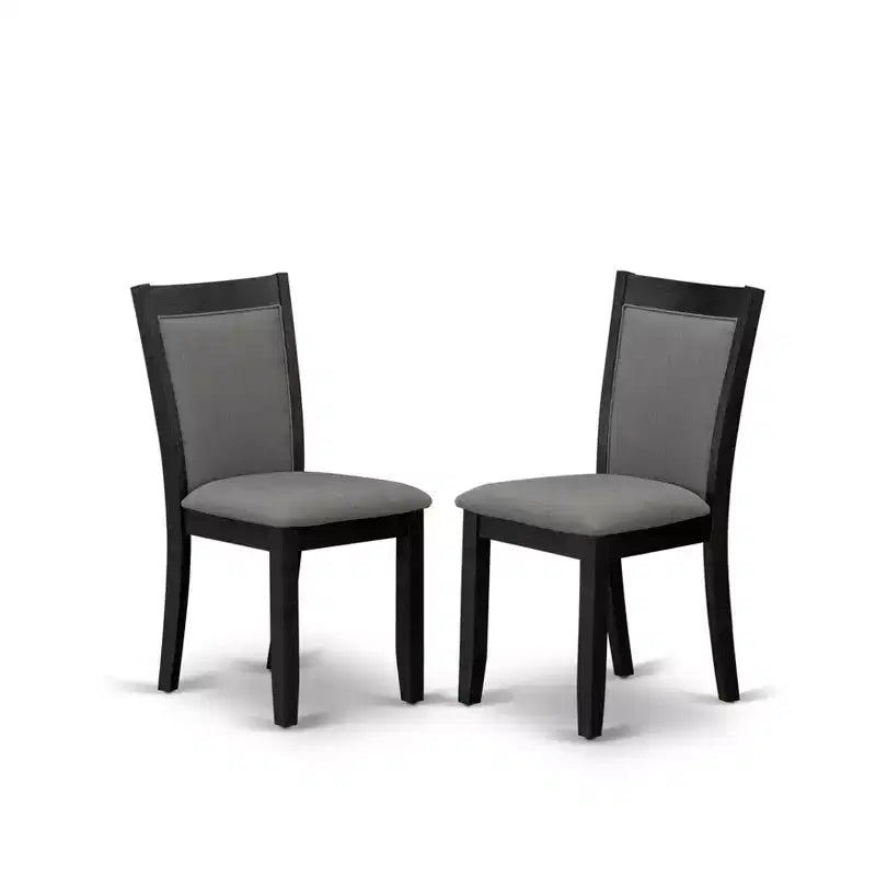 HomeStock Round Pedestal Dinette Set Wirebrushed Black Linen Fabric Chairs