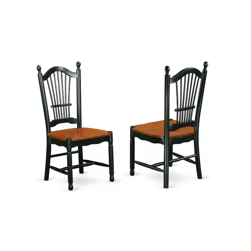 HomeStock Dinette Set Wood Chairs and Table Cherry Black Finish