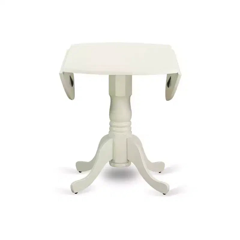 HomeStock Linen White Round Dining Table Set with 4 Chairs Modern Style DLAS5-WHI-41