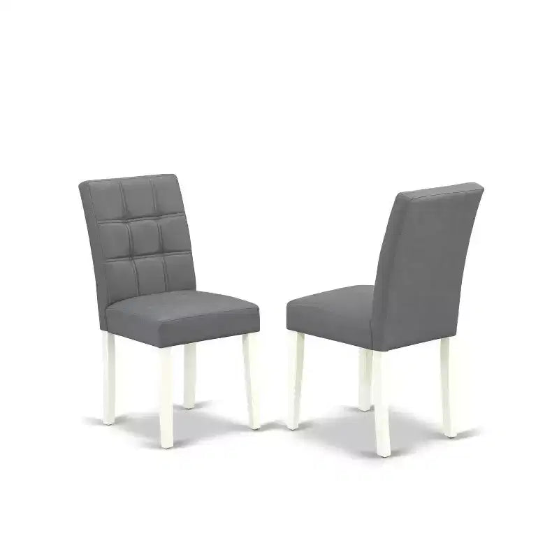 HomeStock Linen White Round Dining Table Set with 4 Chairs Modern Style DLAS5-WHI-41