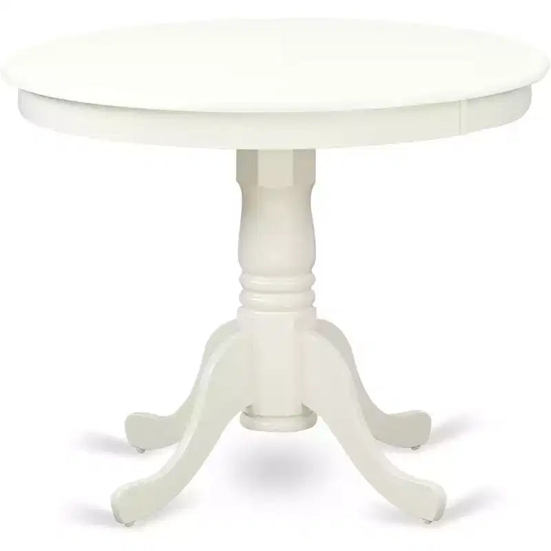 HomeStock ANVA5 Linen White 5 Piece Round Pedestal Dining Set