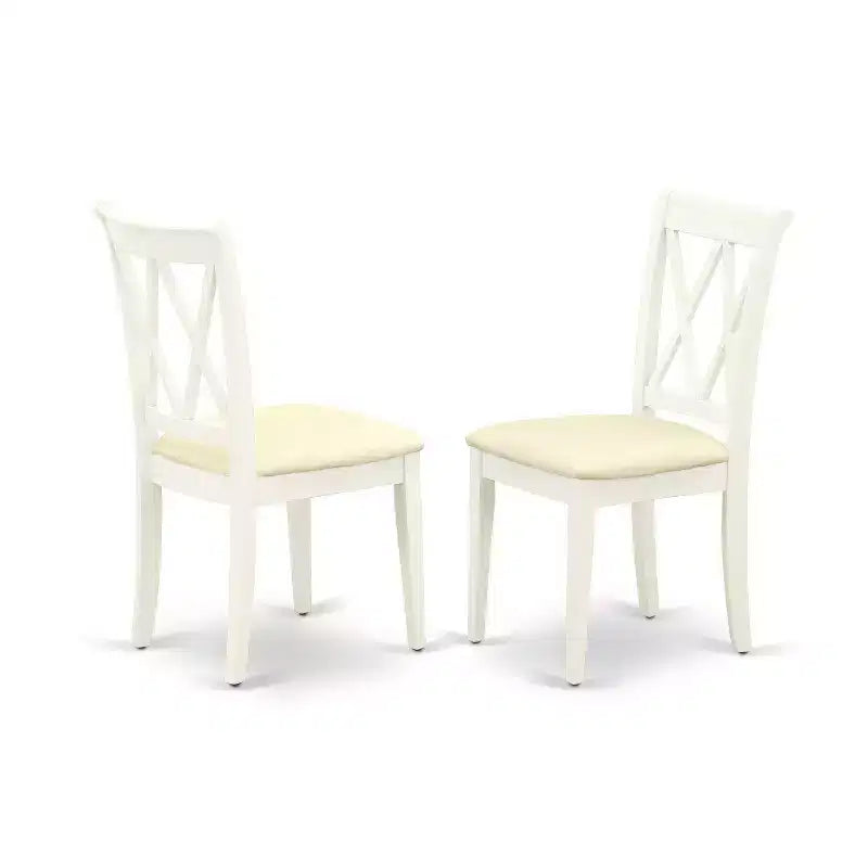 HomeStock 7 Piece Linen White Dining Room Table Set Oval Table with 6 Chairs