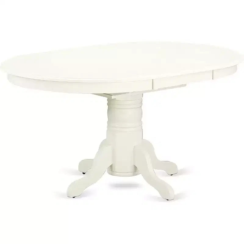 HomeStock 7 Piece Linen White Dining Room Table Set Oval Table with 6 Chairs