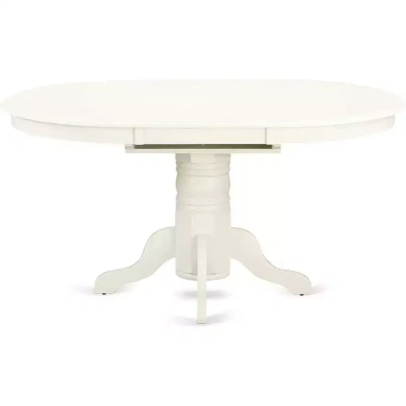 HomeStock 7 Piece Linen White Dining Room Table Set Oval Table with 6 Chairs