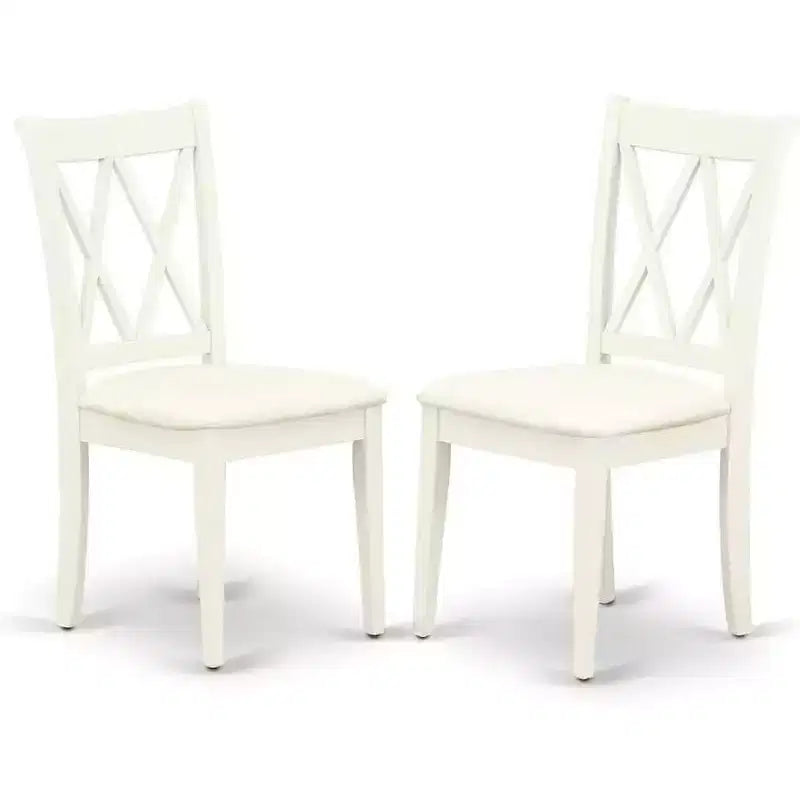 HomeStock 7 Piece Linen White Dining Room Table Set Oval Table with 6 Chairs
