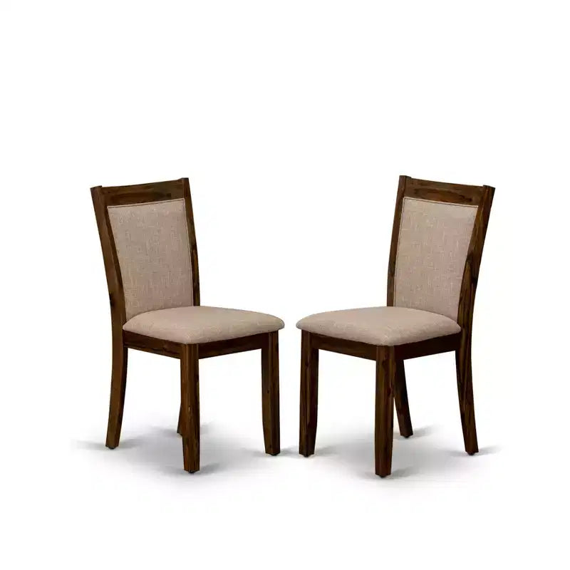HomeStock Modern Round Dining Table Set Walnut Linen Chairs