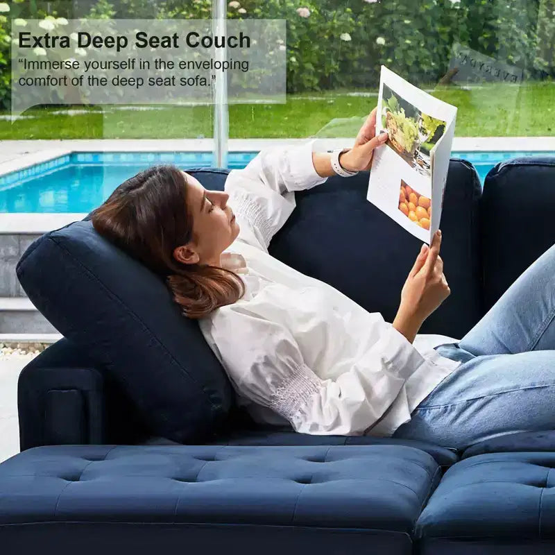 Belffin Modular Velvet Tufted L Shaped Sofa Couch with Storage Ottoman 6-Seater