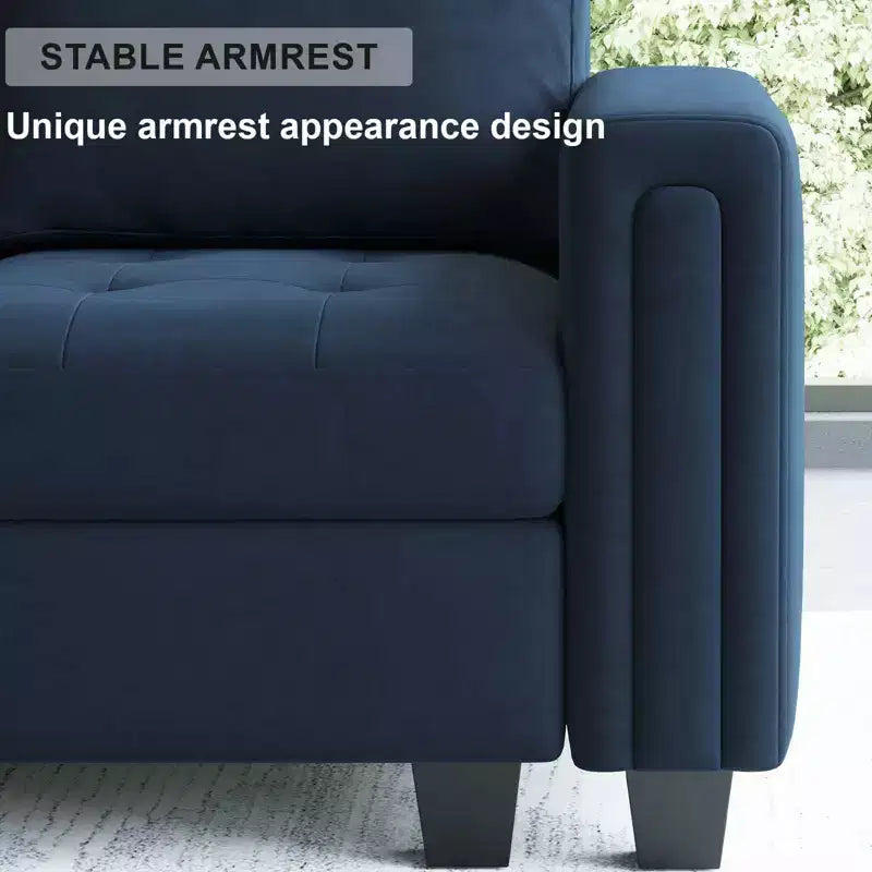 Belffin Modular Velvet Tufted L Shaped Sofa Couch with Storage Ottoman 6-Seater