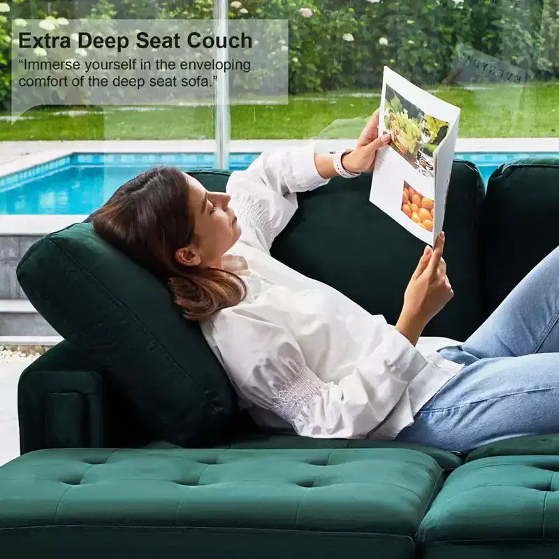 Belffin Modular Velvet Tufted L Shaped Sofa Couch with Storage Ottoman 6-Seater