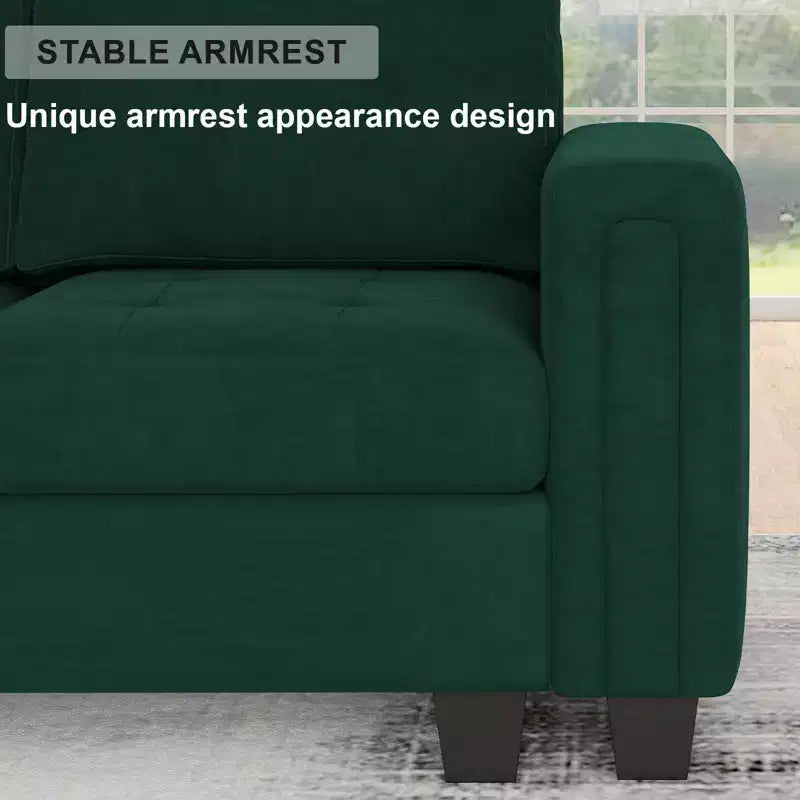 Belffin Modular Velvet Tufted L Shaped Sofa Couch with Storage Ottoman 6-Seater