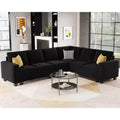 Belffin Modular Velvet Tufted L Shaped Sofa Couch with Storage Ottoman 6-Seater