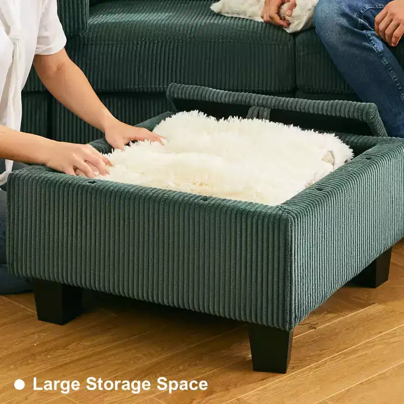 Belffin Corduroy Modular Sectional Sleeper Sofa 9 Seat Convertible with Storage Ottomans Modular Sectional Couch Bed for Living Room