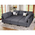 Belffin Corduroy Modular Sectional Sleeper Sofa 9 Seat Convertible with Storage Ottomans Modular Sectional Couch Bed for Living Room