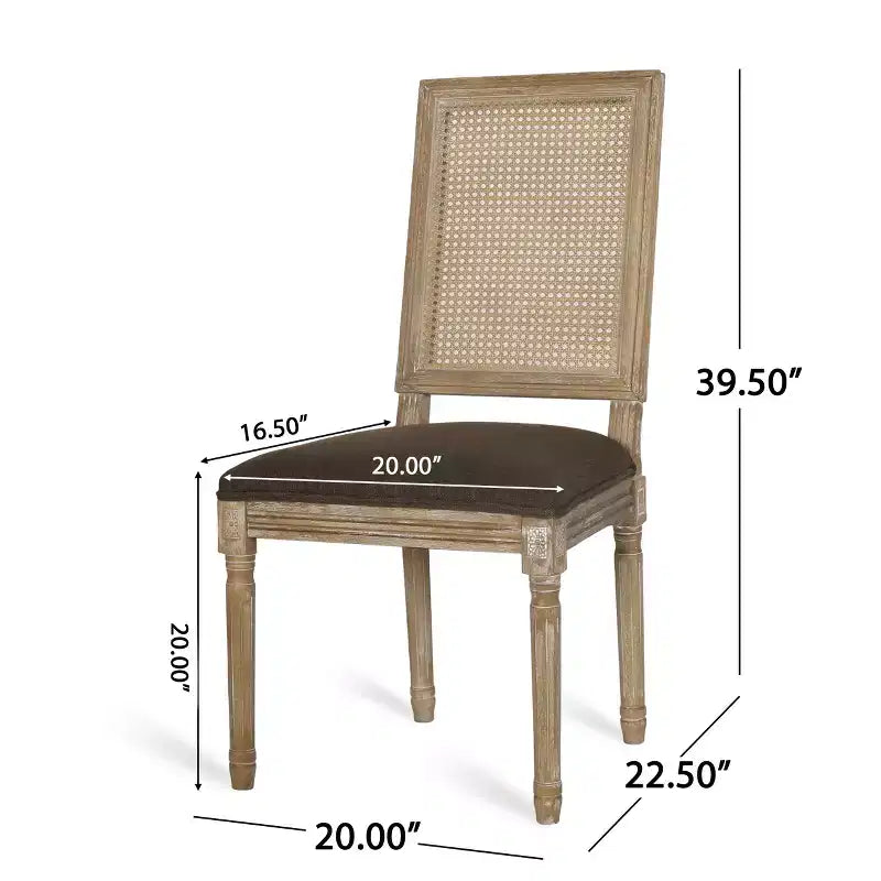 Christopher Knight Home Regan 7 Piece French Country Fabric Upholstered Wood and Cane Expandable Dining Set