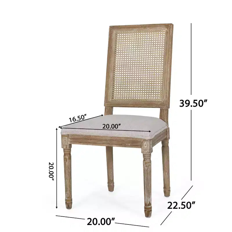 Christopher Knight Home Regan 7 Piece French Country Fabric Upholstered Wood and Cane Expandable Dining Set