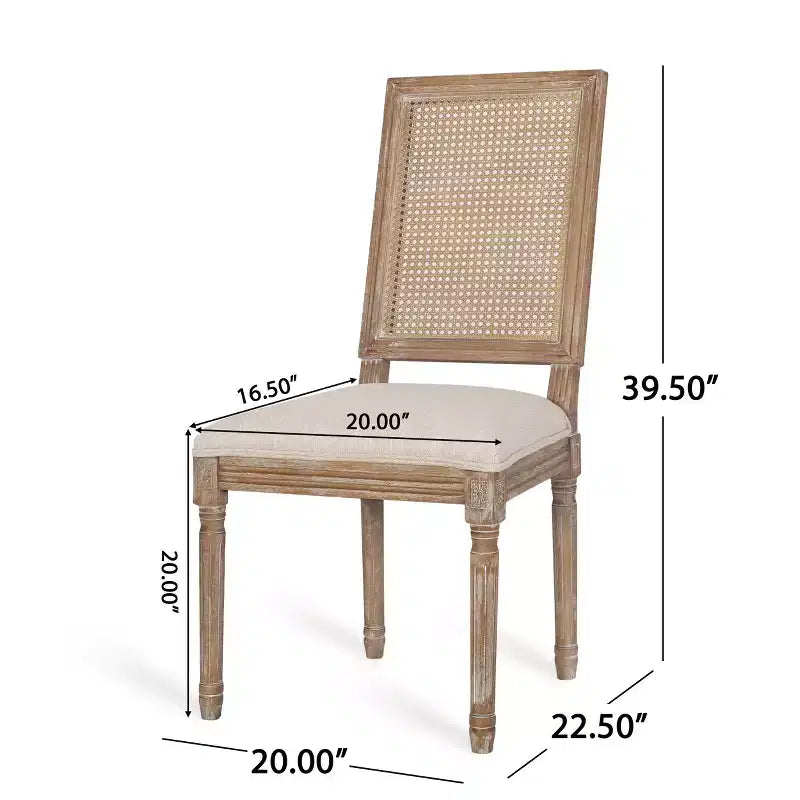 Christopher Knight Home Regan 7 Piece French Country Fabric Upholstered Wood and Cane Expandable Dining Set