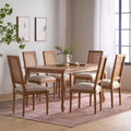 Christopher Knight Home Regan 7 Piece French Country Fabric Upholstered Wood and Cane Expandable Dining Set