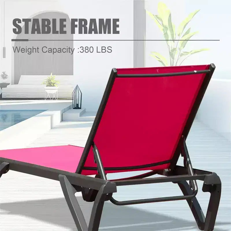 Okak Patio Chaise Lounge Outdoor Premium Aluminum Tanning Chair,Optional Table,Reclining Outdoor Chair Poolside Chaise for Beach,Deck&Garden