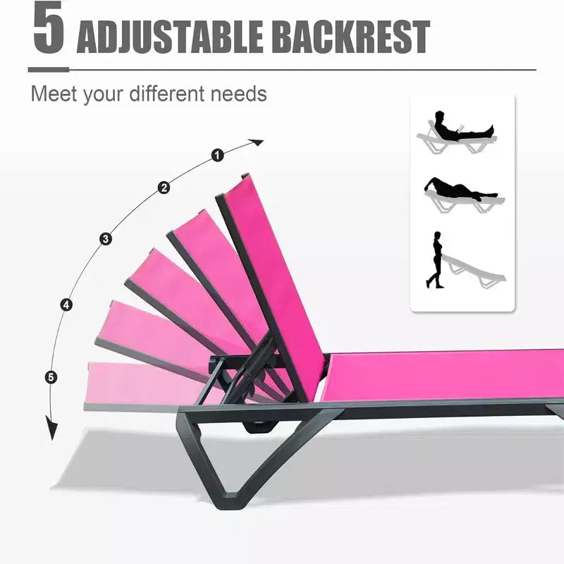 Okak Patio Chaise Lounge Outdoor Premium Aluminum Tanning Chair,Optional Table,Reclining Outdoor Chair Poolside Chaise for Beach,Deck&Garden