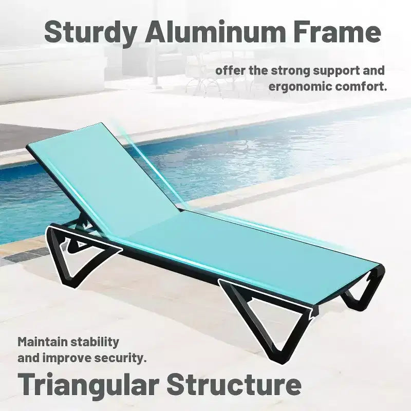 Okak Patio Chaise Lounge Outdoor Premium Aluminum Tanning Chair,Optional Table,Reclining Outdoor Chair Poolside Chaise for Beach,Deck&Garden