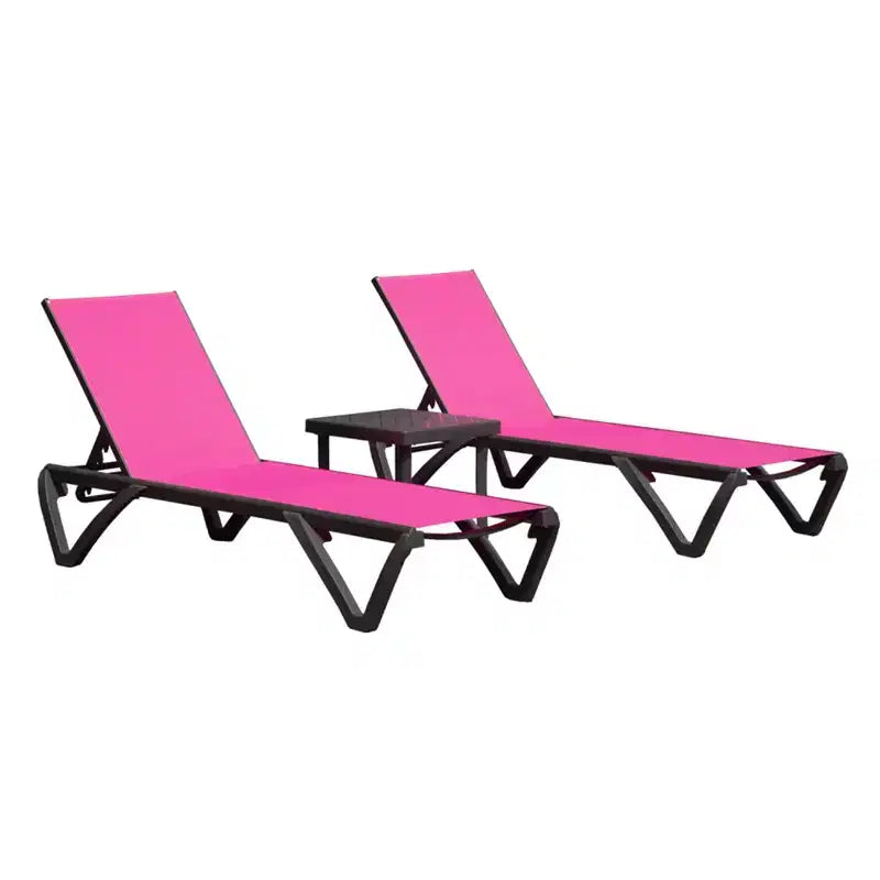 Okak Patio Chaise Lounge Outdoor Premium Aluminum Tanning Chair,Optional Table,Reclining Outdoor Chair Poolside Chaise for Beach,Deck&Garden