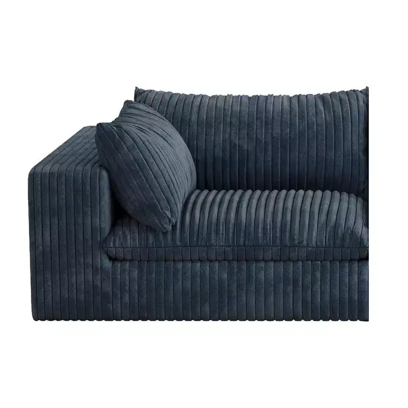GDFStudio Jocelyn Modern 4-Seater Corduroy Fabric and Feather-filled Upholstered L-Shaped Sectional Sofas with Ottoman