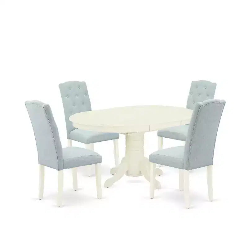 HomeStock 5 Piece Linen White Parsons Dining Set
