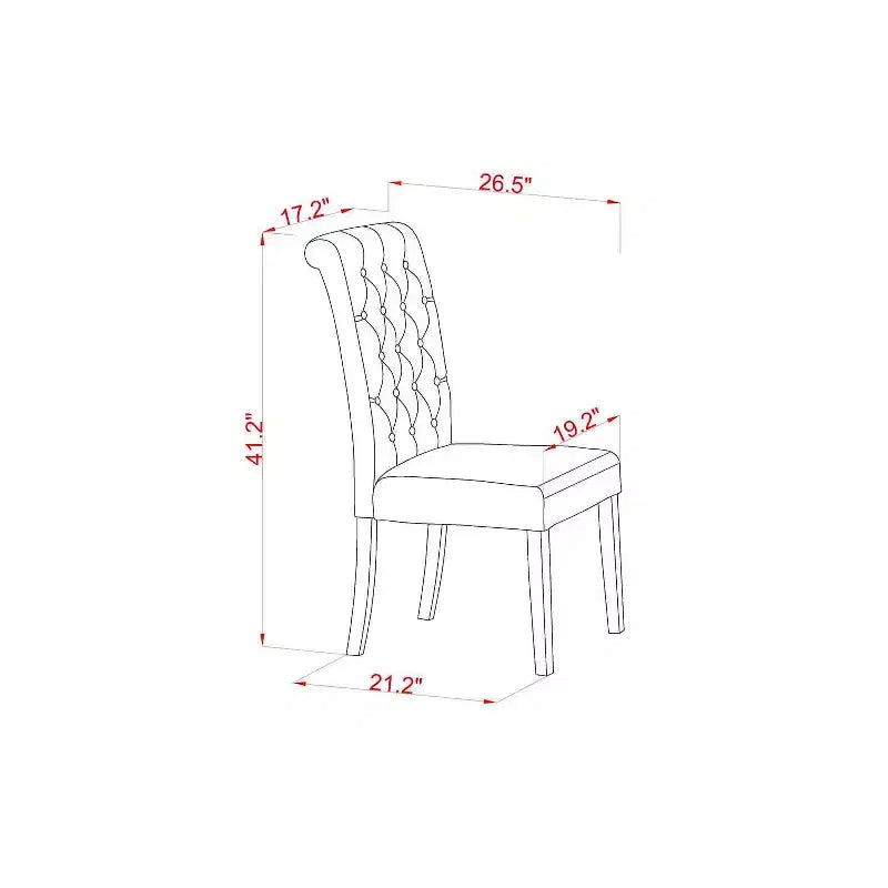 HomeStock Rectangle Dinette Set Linen Chairs Mahogany Finish