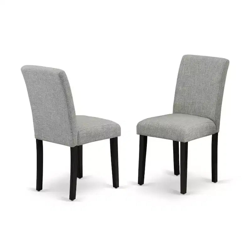 HomeStock 7 Piece Rectangle Dining Set Black Shitake Linen Fabric