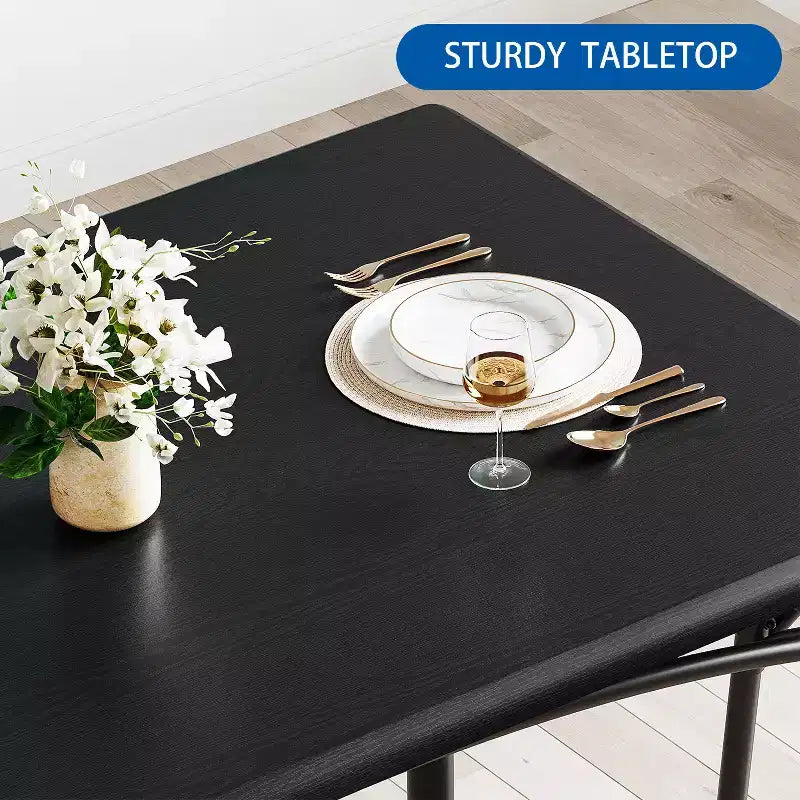 Dining Table Set for 4, Kitchen Table with Chairs, Rectangular Wood Dining Room Table with Upholstered Bench for Small Space, Dinner, Apartment