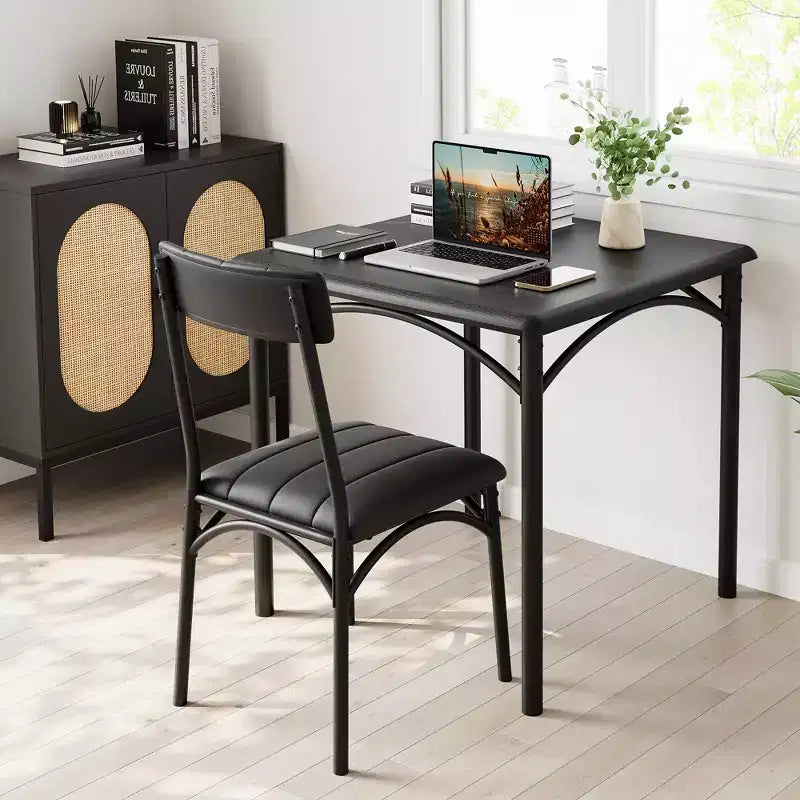 Dining Table Set for 2, Kitchen Table with Upholstered Chairs, Square Wood Dining Room Table Set for Small Space, Dinner, Apartment