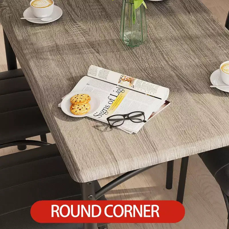 Dining Table Set for 2, Kitchen Table with Upholstered Chairs, Square Wood Dining Room Table Set for Small Space, Dinner, Apartment