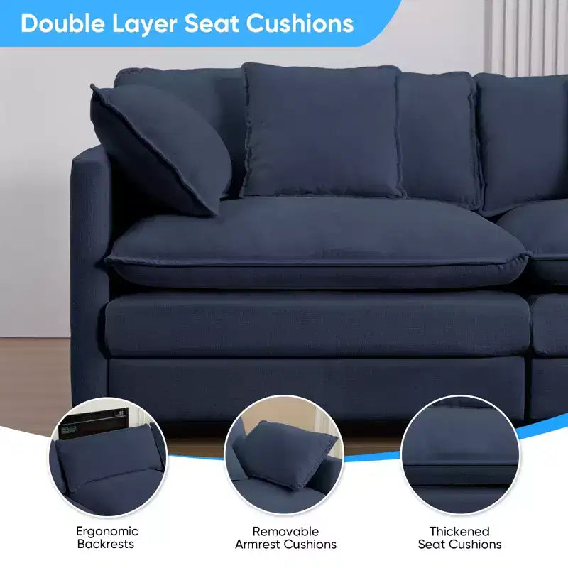 Mjkone 113'' U-Shaped Modular Sectional Sofa, 5-Seat Cloud Couch with 2 Ottomans, Modern Chenille Sofa Sleeper Deep Seat Couches