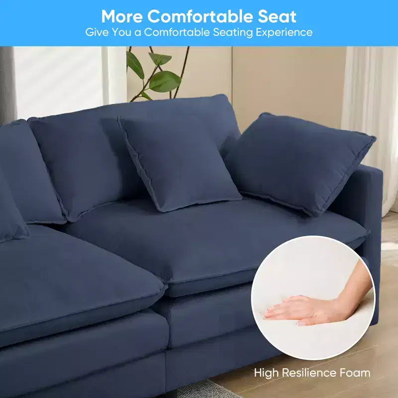 Mjkone 113'' U-Shaped Modular Sectional Sofa, 5-Seat Cloud Couch with 2 Ottomans, Modern Chenille Sofa Sleeper Deep Seat Couches
