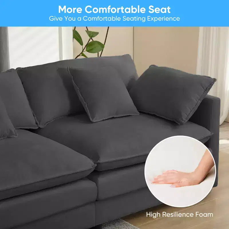 Mjkone 113'' U-Shaped Modular Sectional Sofa, 5-Seat Cloud Couch with 2 Ottomans, Modern Chenille Sofa Sleeper Deep Seat Couches