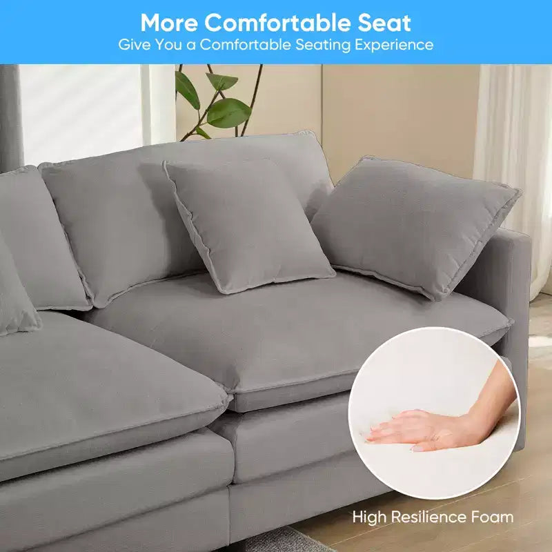Mjkone 113'' U-Shaped Modular Sectional Sofa, 5-Seat Cloud Couch with 2 Ottomans, Modern Chenille Sofa Sleeper Deep Seat Couches