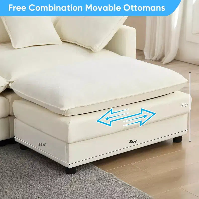 Mjkone 113'' U-Shaped Modular Sectional Sofa, 5-Seat Cloud Couch with 2 Ottomans, Modern Chenille Sofa Sleeper Deep Seat Couches
