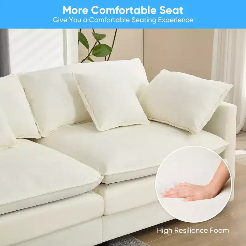 Mjkone 113'' U-Shaped Modular Sectional Sofa, 5-Seat Cloud Couch with 2 Ottomans, Modern Chenille Sofa Sleeper Deep Seat Couches