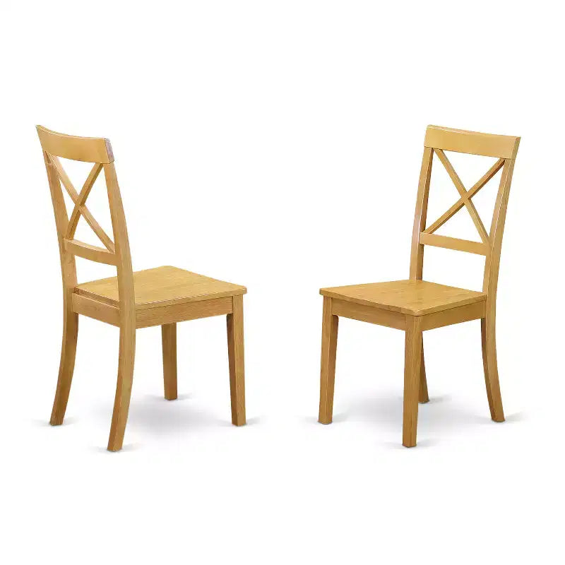 HomeStock Belmont Kitchen Table Set 5 Pc- 4 Wooden Dining Room Chairs and a Dining Room Table - Oak Finish Wooden Chair Seat - Oak Finish