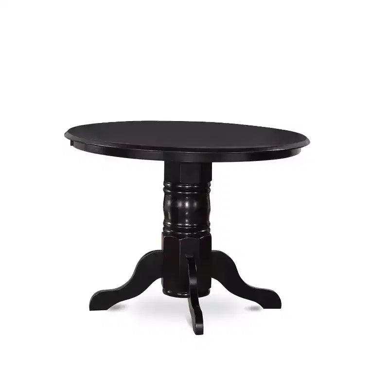 HomeStock Belmont 5 Piece Kitchen Table & Chairs Set Includes a Round Dining Room Table , Pedestal , 4 Solid Wood Seat Chairs, 42x42 Inch, Linen White