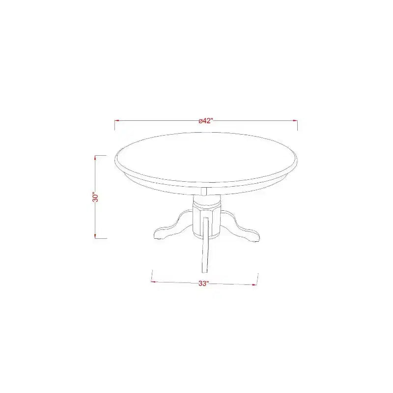 HomeStock Belmont 5 Piece Kitchen Table & Chairs Set Includes a Round Dining Room Table , Pedestal , 4 Solid Wood Seat Chairs, 42x42 Inch, Linen White