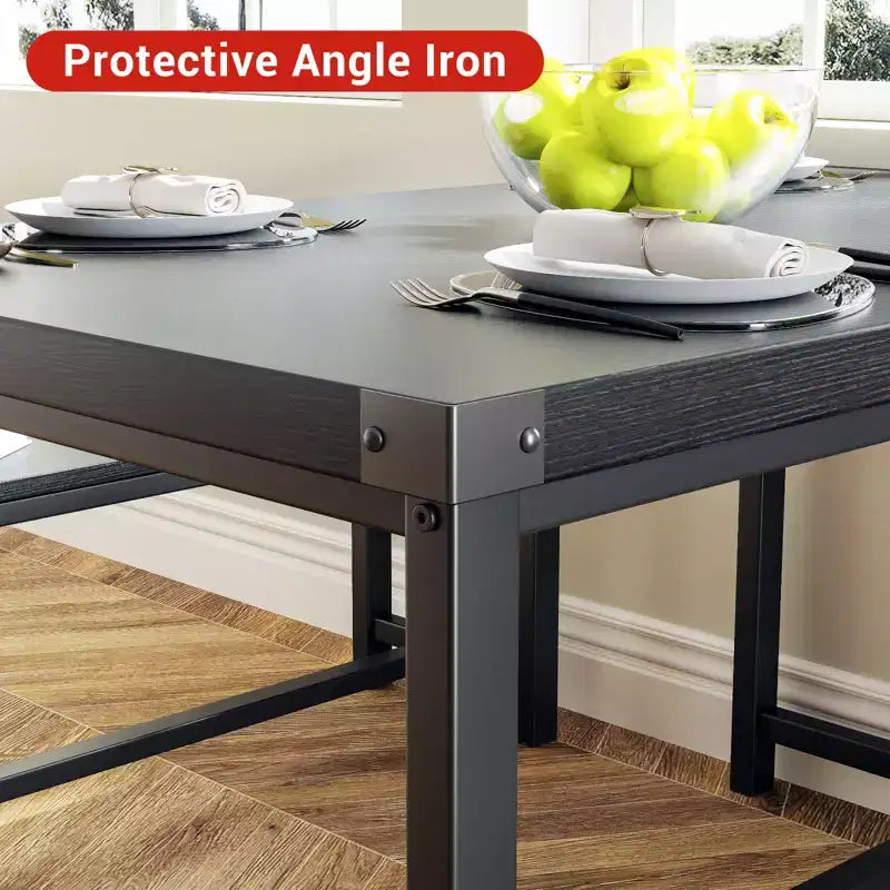 COZONY 3-Piece Dining Table Set for 4, Wood Kitchen Table with 2 Benches, Space-Saving Dinette Furniture for Small Spaces & Apartments