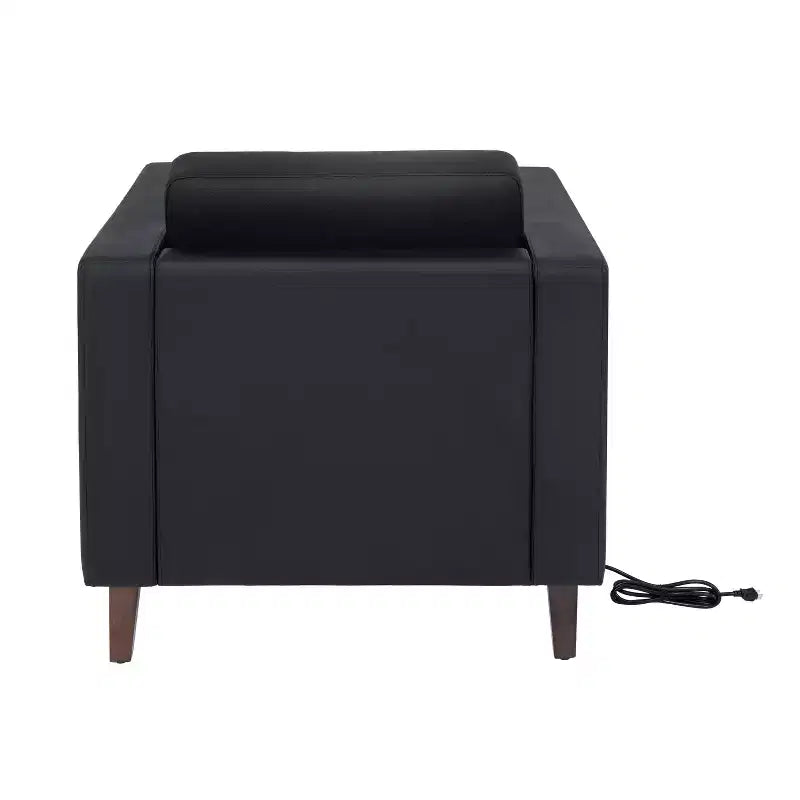 Flash Furniture HERCULES Artemis 3 Piece Upholstered Reception Set, 8 AC Outlets/4 USB/4 USB-C Ports and Wood Walnut Legs with Adjustable Floor Glides
