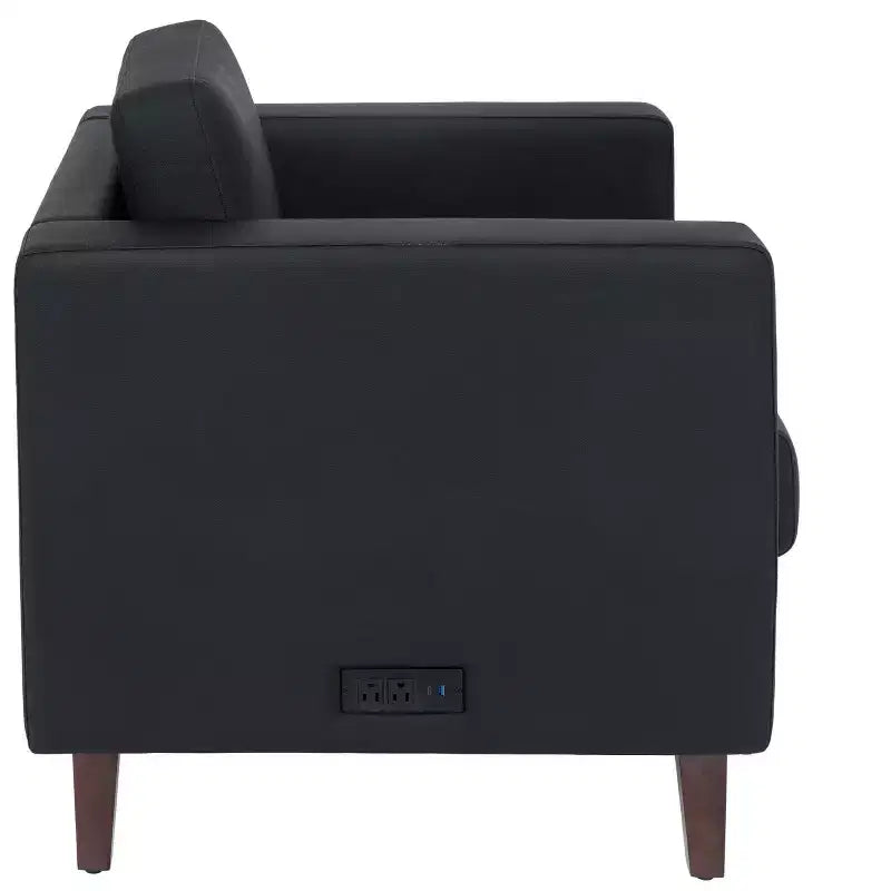 Flash Furniture HERCULES Artemis 3 Piece Upholstered Reception Set, 8 AC Outlets/4 USB/4 USB-C Ports and Wood Walnut Legs with Adjustable Floor Glides