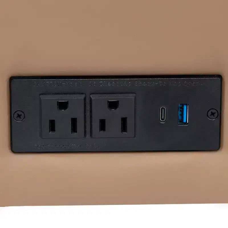 Flash Furniture HERCULES Artemis 3 Piece Upholstered Reception Set, 8 AC Outlets/4 USB/4 USB-C Ports and Wood Walnut Legs with Adjustable Floor Glides