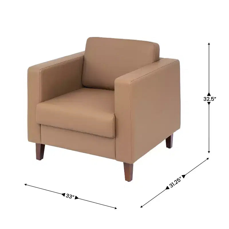 Flash Furniture HERCULES Artemis 3 Piece Upholstered Reception Set, 8 AC Outlets/4 USB/4 USB-C Ports and Wood Walnut Legs with Adjustable Floor Glides