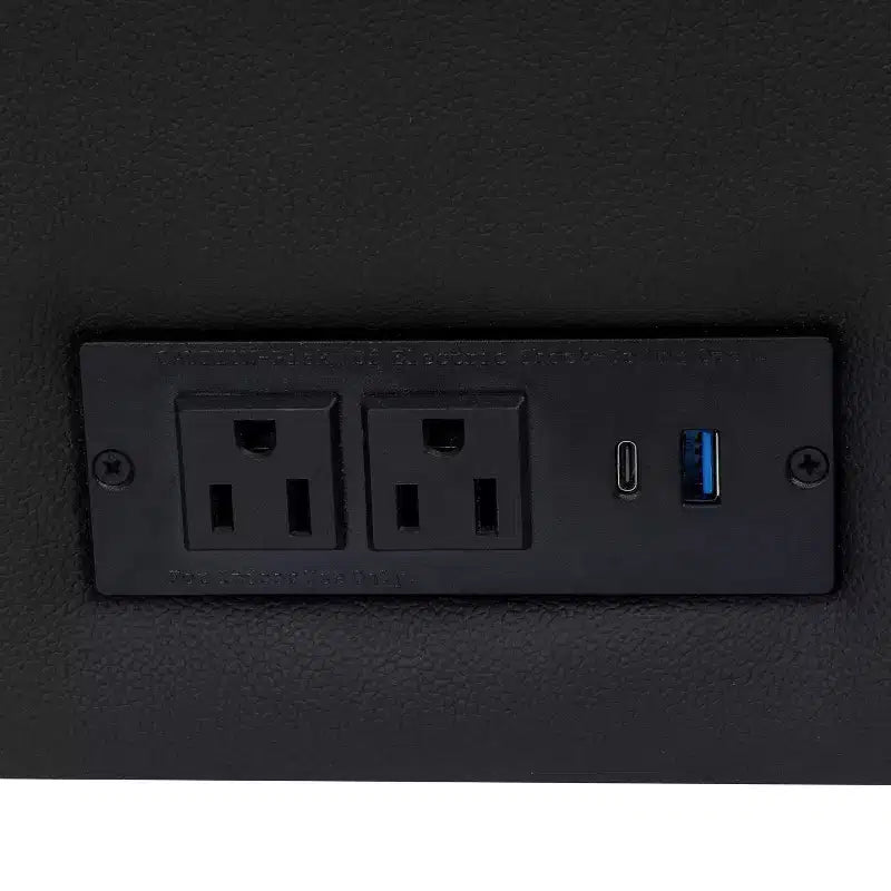 Flash Furniture HERCULES Artemis 3 Piece Upholstered Reception Set, 8 AC Outlets/4 USB/4 USB-C Ports and Wood Walnut Legs with Adjustable Floor Glides
