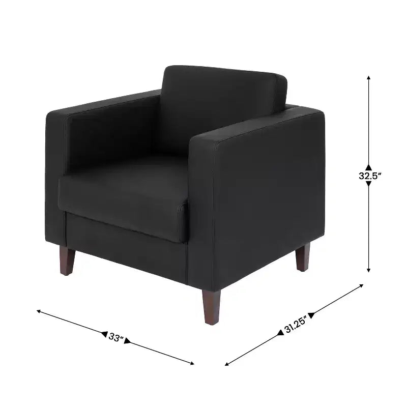 Flash Furniture HERCULES Artemis 3 Piece Upholstered Reception Set, 8 AC Outlets/4 USB/4 USB-C Ports and Wood Walnut Legs with Adjustable Floor Glides