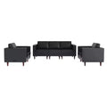 Flash Furniture HERCULES Artemis 3 Piece Upholstered Reception Set, 8 AC Outlets/4 USB/4 USB-C Ports and Wood Walnut Legs with Adjustable Floor Glides